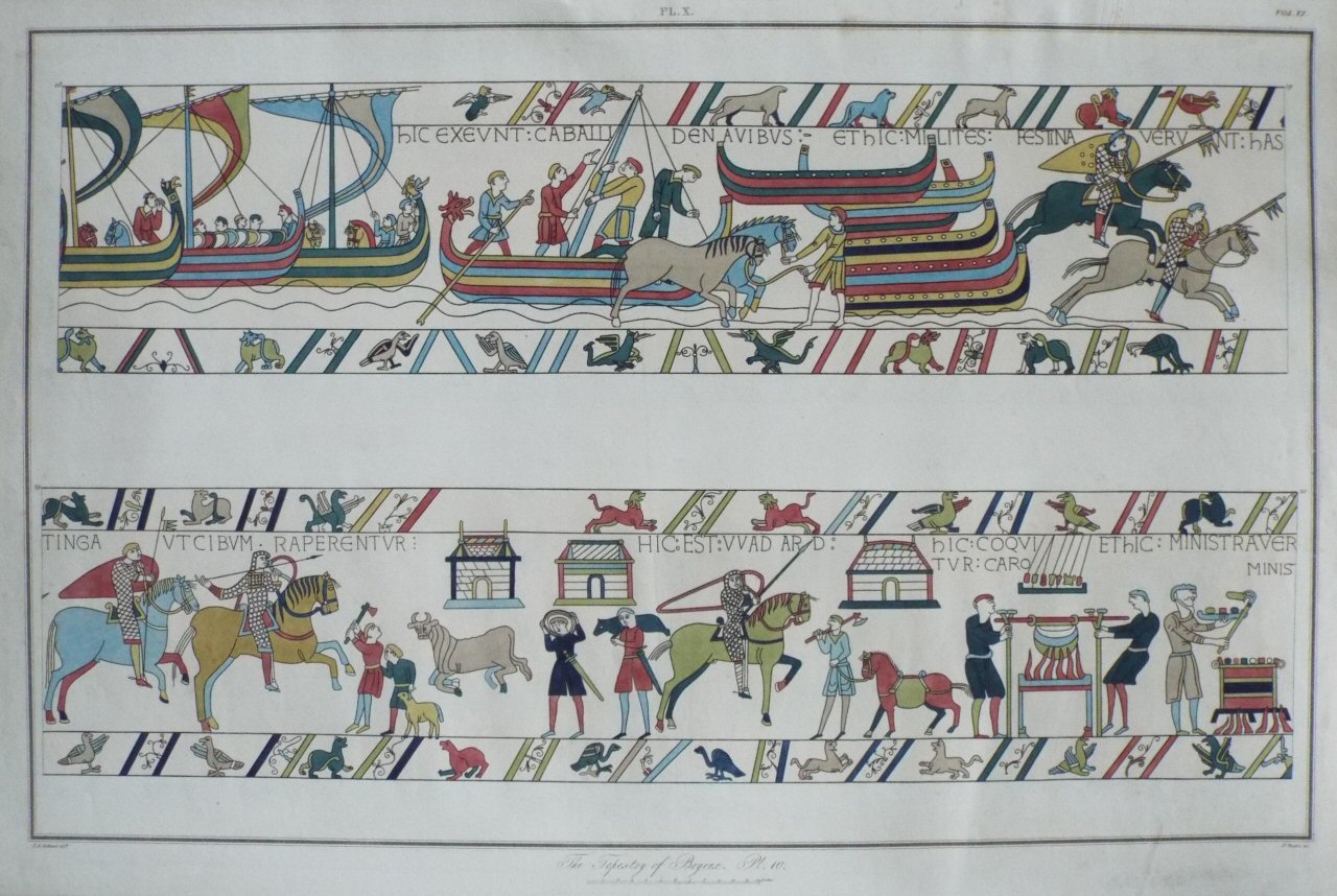 Aquatint - The Tapestry of Bayeux. Pl.X - Basire